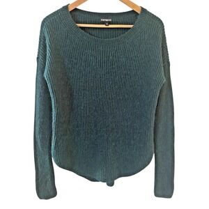 Express Women Sweater Size Medium Forrest Green Preppy Holiday Retro Classic 90s